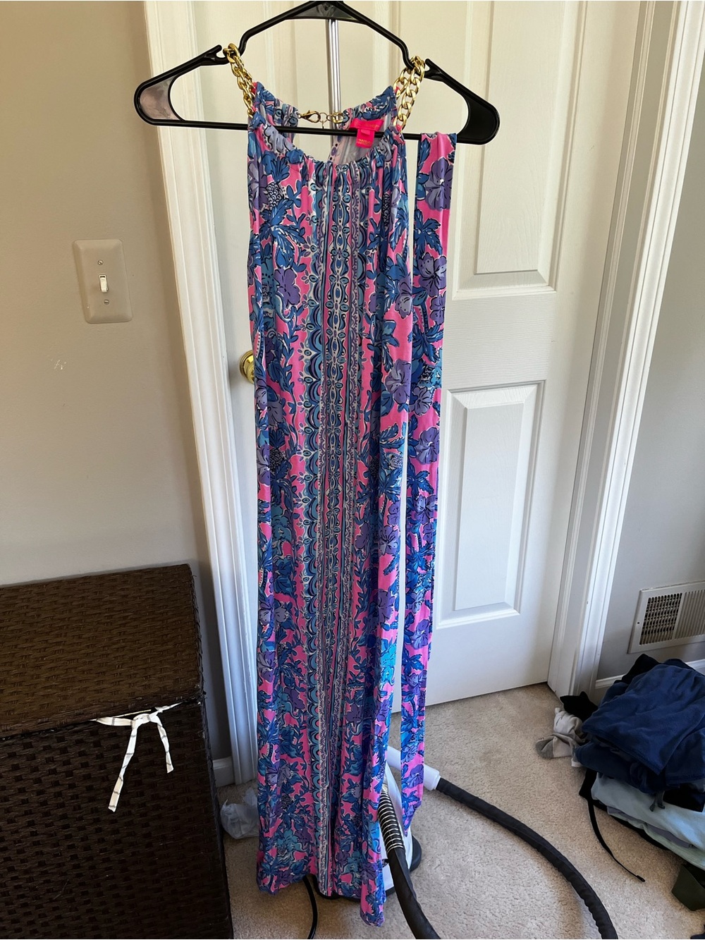 Lilly Pulitzer Pink and Blue Floral Maxi Dress